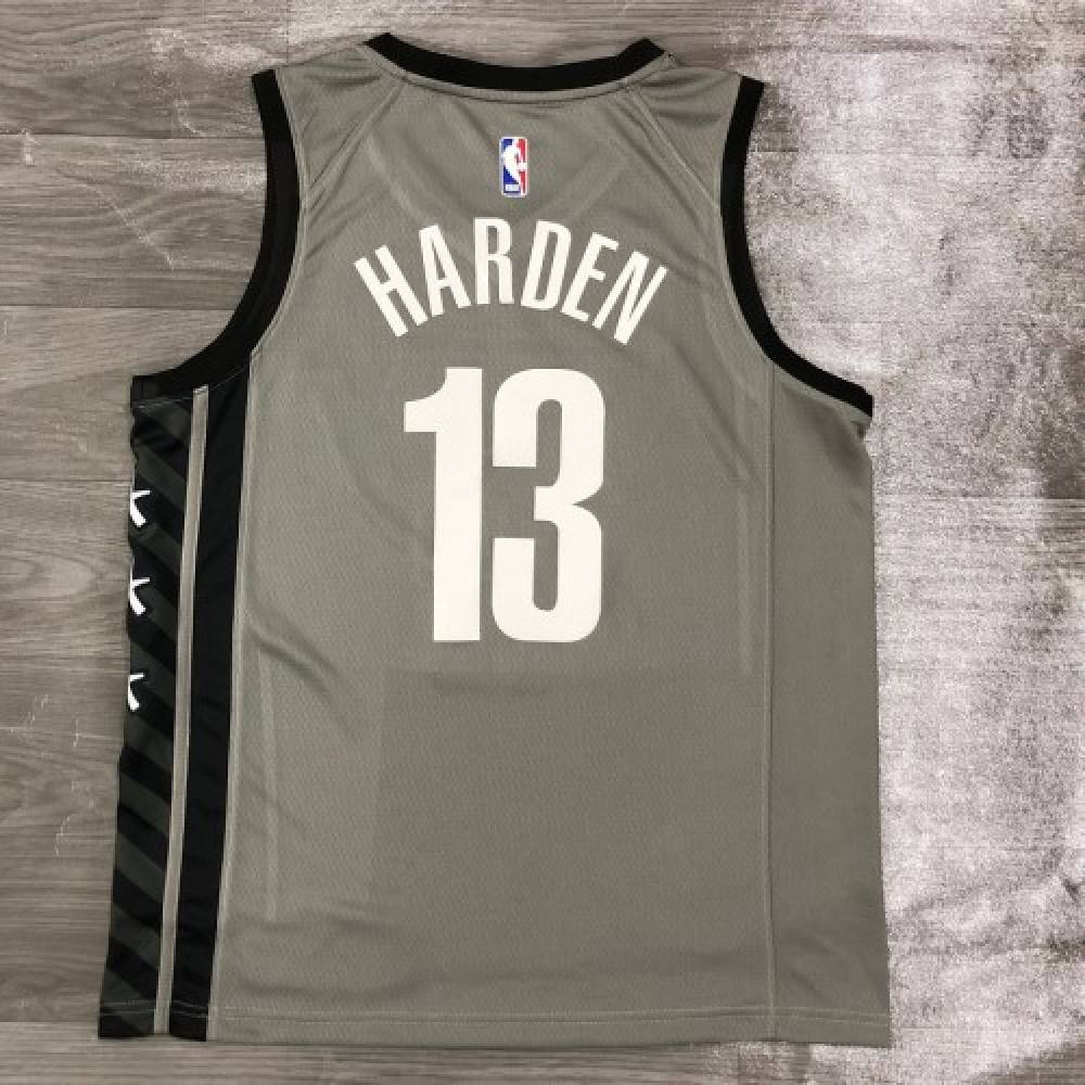Men's Brooklyn Nets James Harden #13 Jordan Gray 2020/21 Swingman Jersey - Statement Edition-Pro Kit Vault | Brand New 26/27 Sports Jerseys